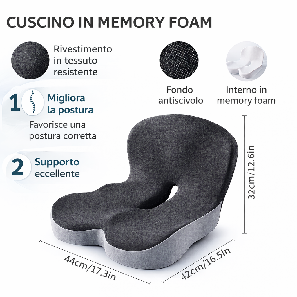 Cuscino ergonomico per schiena e postura